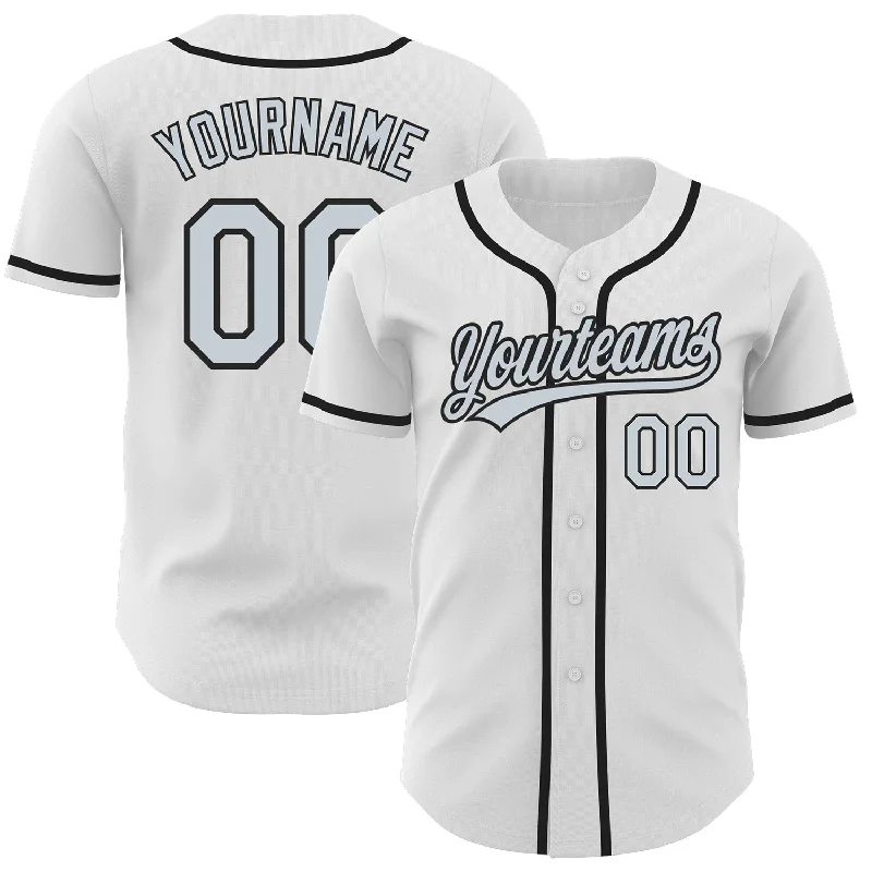 Baseball Jersey for Durable, Long-Lasting Performance-Custom White Silver-Black Authentic Baseball Jersey