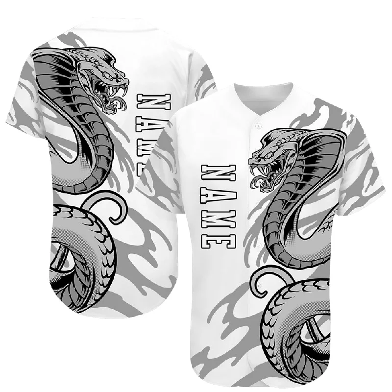 Baseball Jersey for Comfortable Design and Fit-Custom White White-Black 3D Snake Authentic Baseball Jersey