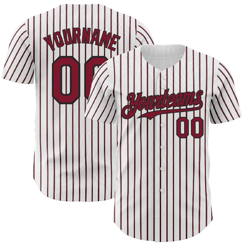 Baseball Jersey for All-Day Wear and Comfort-Custom White (Black Crimson Pinstripe) Crimson-Black Authentic Baseball Jersey