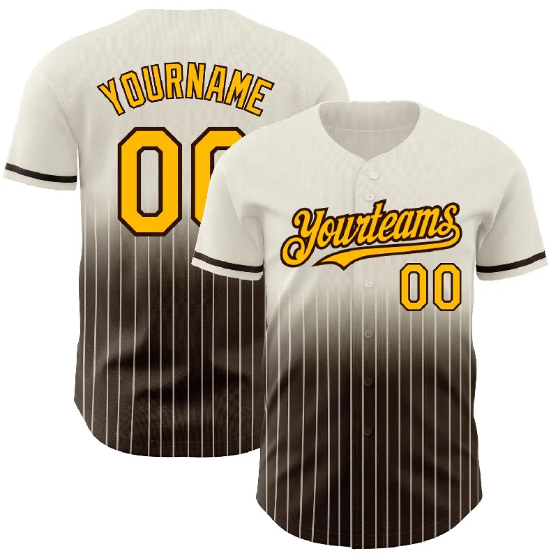 Baseball Jersey with Stylish Design for Professional Look-Custom Cream Pinstripe Gold-Brown Authentic Fade Fashion Baseball Jersey