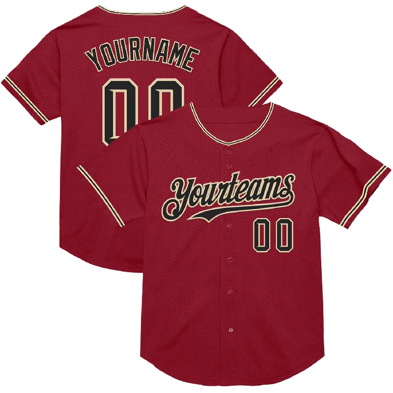 Baseball Jersey for Increased Agility on the Field-Custom Maroon Black-City Cream Mesh Authentic Throwback Baseball Jersey