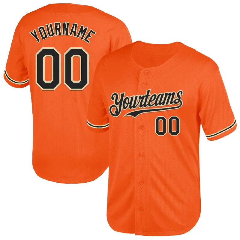 Baseball Jersey for Performance Enhancement-Custom Orange Black-City Cream Mesh Authentic Throwback Baseball Jersey