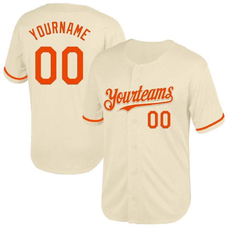 Baseball Jersey for Maximum Breathability-Custom Cream Orange Mesh Authentic Throwback Baseball Jersey