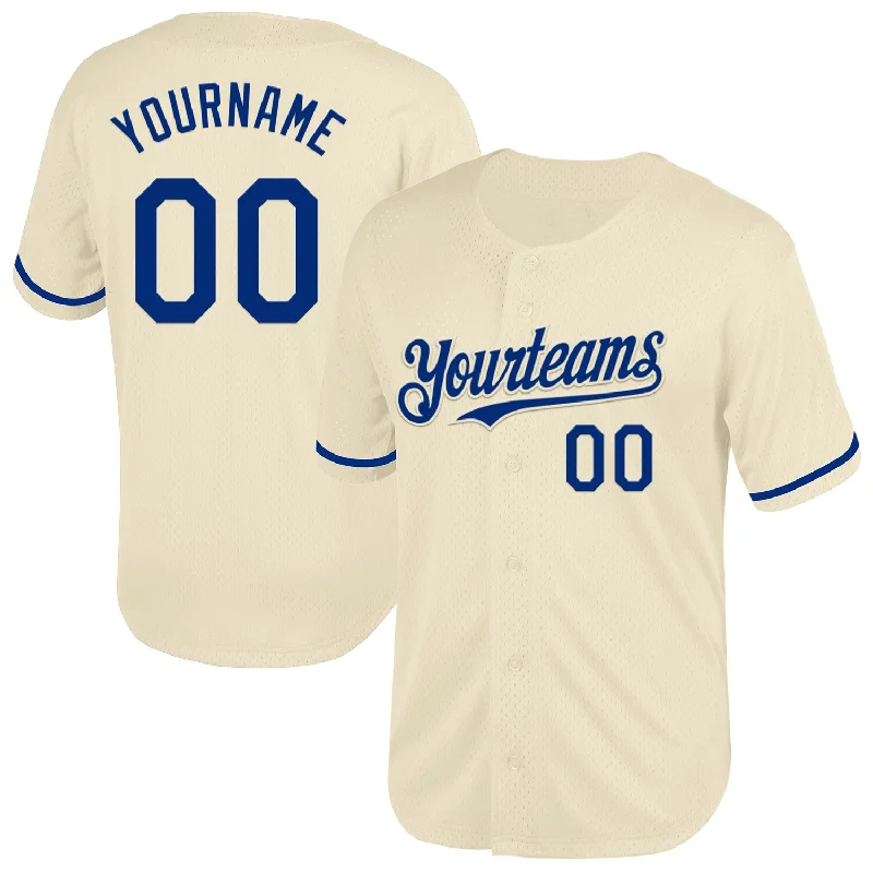 Baseball Jersey for Enhanced Comfort and Movement-Custom Cream Royal Mesh Authentic Throwback Baseball Jersey