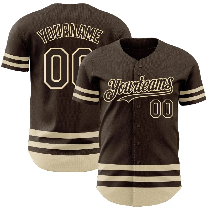 Baseball Jersey for Performance and Style-Custom Brown Cream Line Authentic Baseball Jersey