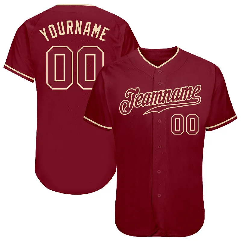 Baseball Jersey for Warm Weather and Summer Play-Custom Crimson Crimson-Cream Authentic Baseball Jersey