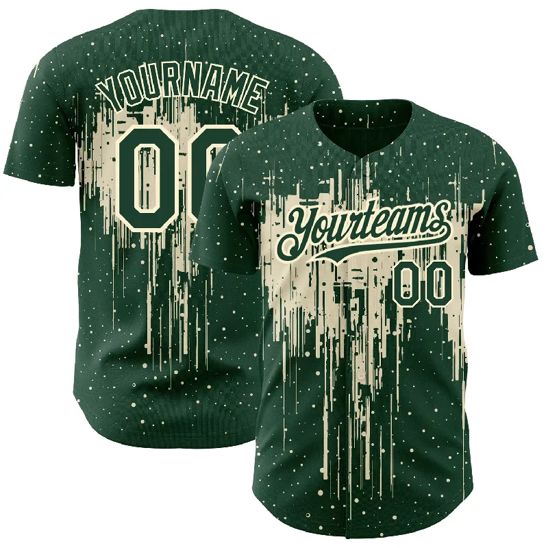 Baseball Jersey for Increased Agility on the Field-Custom Green Cream 3D Pattern Design Dripping Splatter Art Authentic Baseball Jersey