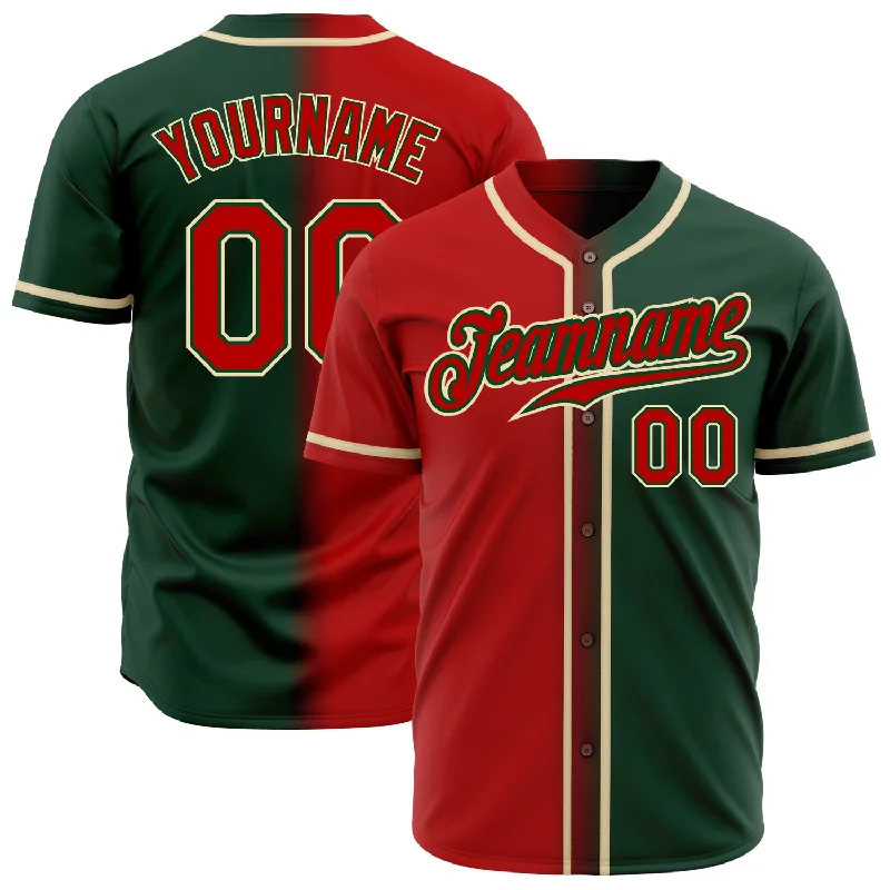 Baseball Jersey for Performance Fit for Every Player-Custom Green Red-Cream Authentic Gradient Fashion Baseball Jersey