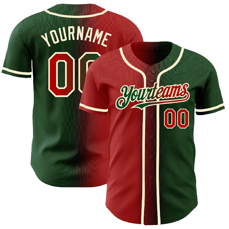 Baseball Jersey for Optimal Comfort in Tournaments-Custom Green Red-Cream Authentic Gradient Fashion Baseball Jersey