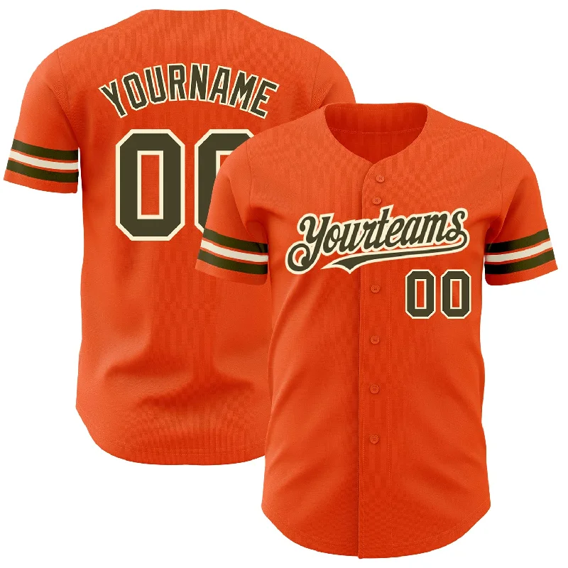 Baseball Jersey for Comfort in Every Game-Custom Orange Olive-Cream Authentic Baseball Jersey