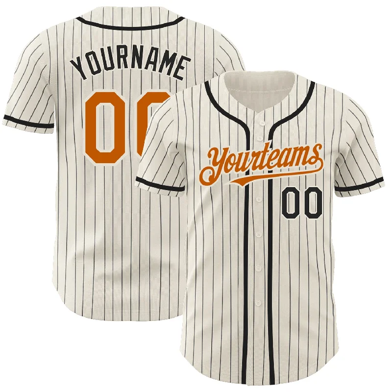 Baseball Jersey for Comfortable and Flexible Movement-Custom Cream Black Pinstripe Texas Orange Authentic Baseball Jersey