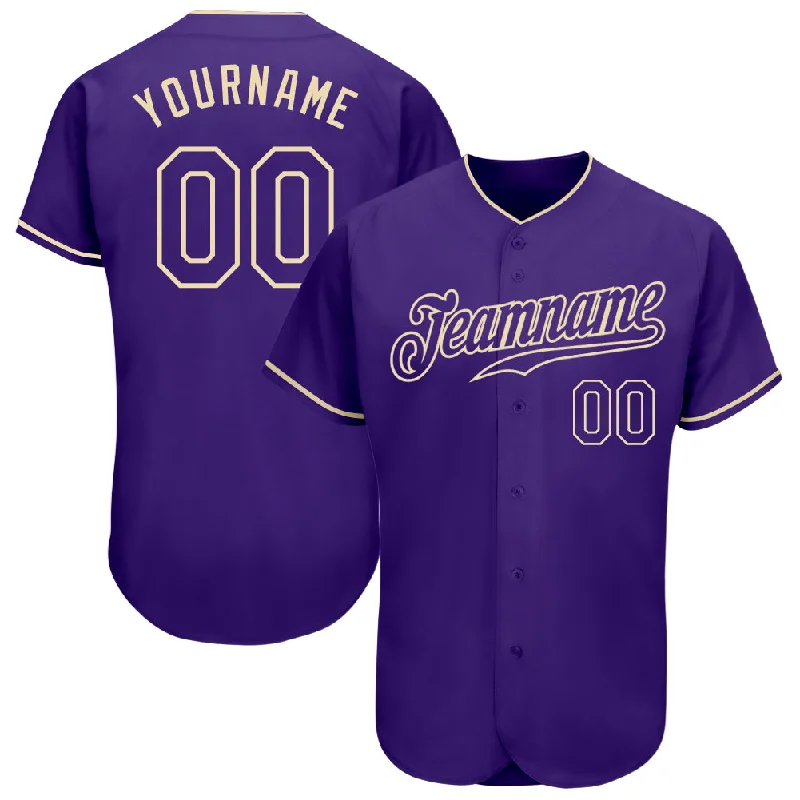 Baseball Jersey for Consistent Comfort During Play-Custom Purple Purple-Cream Authentic Baseball Jersey