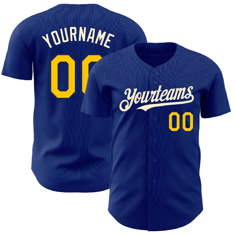 Baseball Jersey for Enhanced Breathability and Comfort-Custom Royal Yellow-Cream Authentic Baseball Jersey