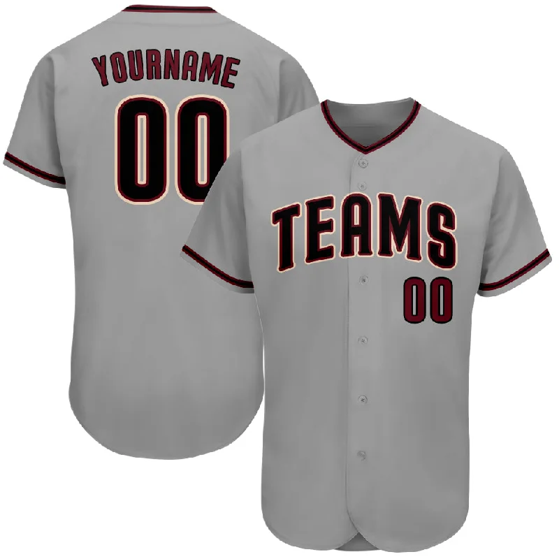 Baseball Jersey for Durable, Long-Lasting Performance-Custom Gray Black-Crimson Authentic Baseball Jersey