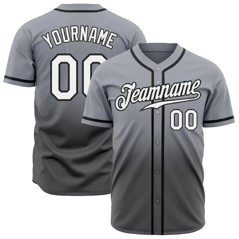 Baseball Jersey for Comfortable Wear Throughout the Day-Custom Gray White Steel Gray-Black Authentic Fade Fashion Baseball Jersey