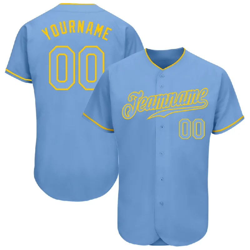 Baseball Jersey with Stylish Design and Practical Function-Custom Light Blue Light Blue-Gold Authentic Baseball Jersey