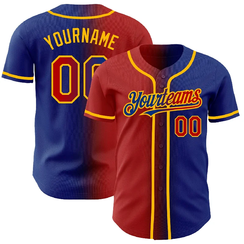 Baseball Jersey for Enhanced Comfort and Flexibility-Custom Royal Red-Gold Authentic Gradient Fashion Baseball Jersey