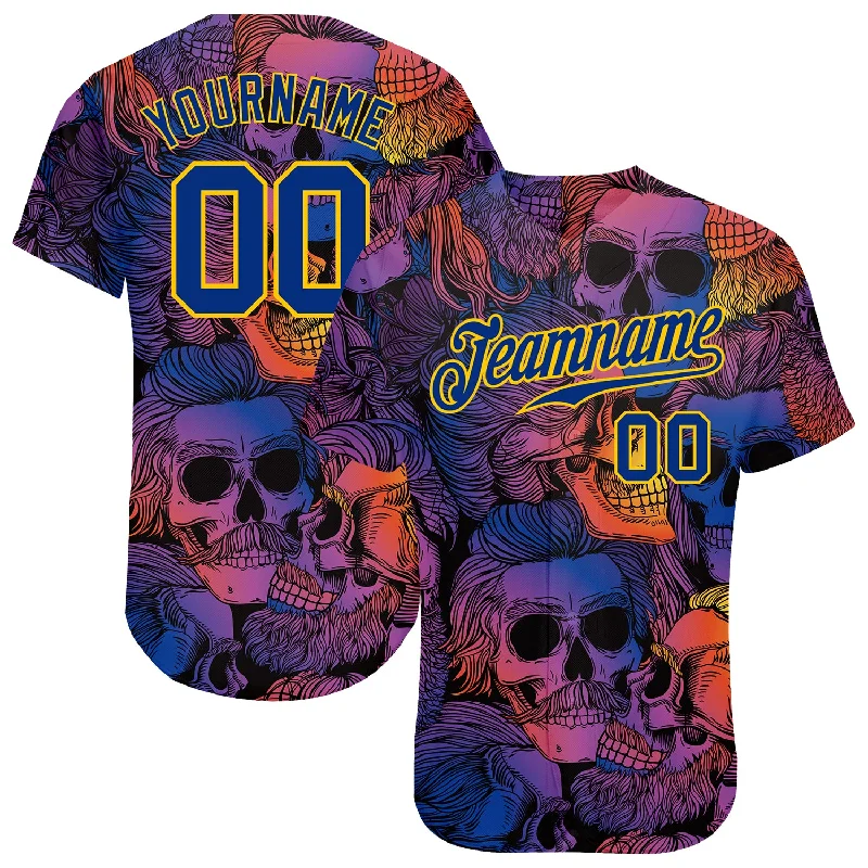 Baseball Jersey for Maximum Breathability-Custom 3D Pattern Halloween Skulls Authentic Baseball Jersey