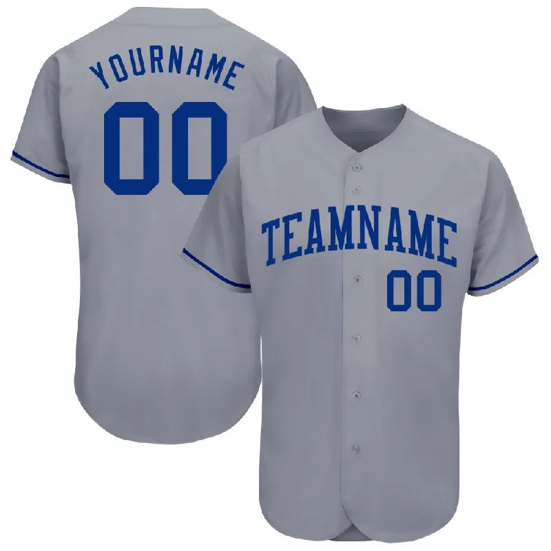 Baseball Jersey with Elastic Fit for Easy Movement-Custom Gray Royal Authentic Baseball Jersey