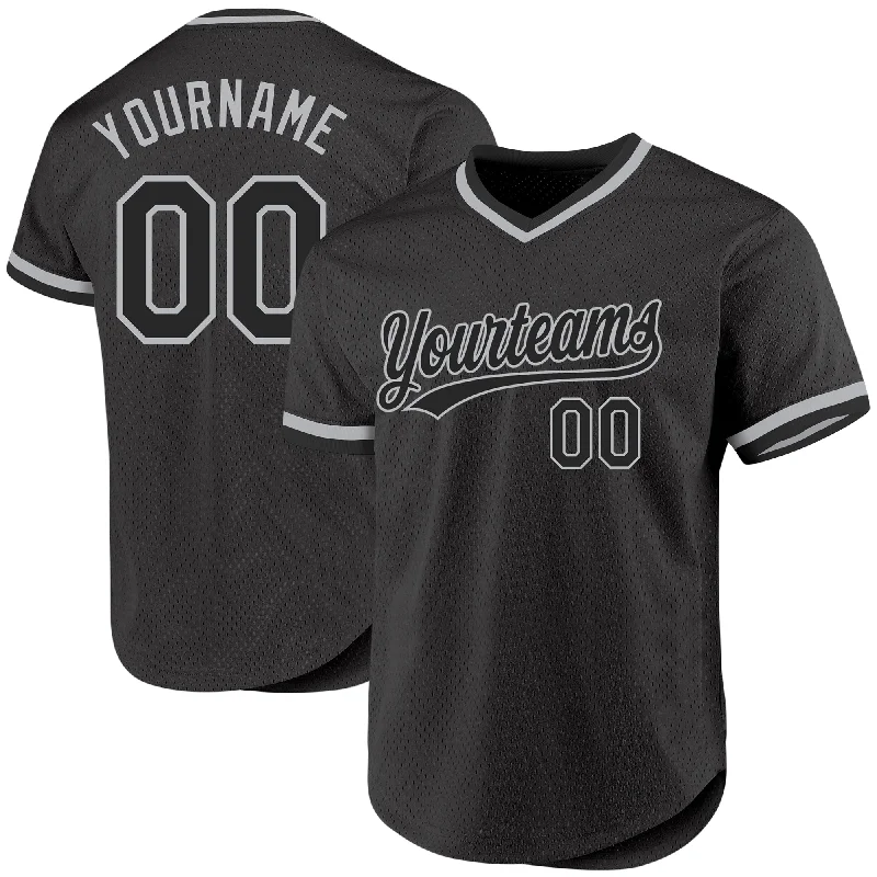 Baseball Jersey for All-Day Comfort-Custom Black Gray Authentic Throwback Baseball Jersey