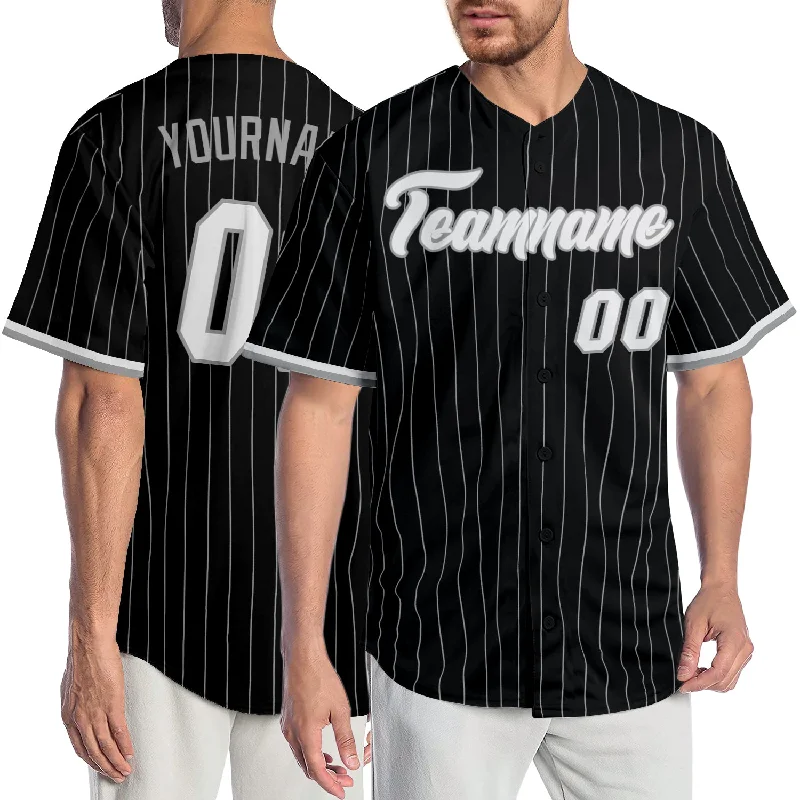 Baseball Jersey for Durable Play and Maximum Comfort-Custom Black Gray Pinstripe White-Gray Authentic Baseball Jersey