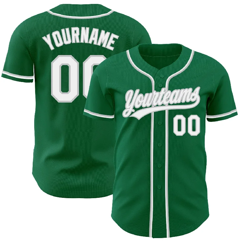 Baseball Jersey for Maximum Comfort During Long Games-Custom Kelly Green White-Gray Authentic Baseball Jersey