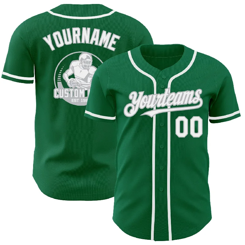 Baseball Jersey for Easy Fit and Quick Movement-Custom Kelly Green White-Gray Authentic Baseball Jersey