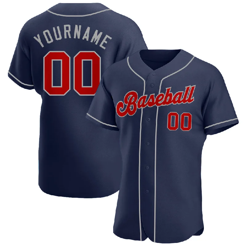 Baseball Jersey for Performance and Durability in Tough Conditions-Custom Navy Red-Gray Authentic Baseball Jersey