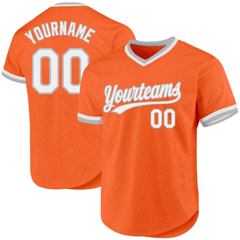 Baseball Jersey for Durable Performance in Tough Games-Custom Orange White-Gray Authentic Throwback Baseball Jersey