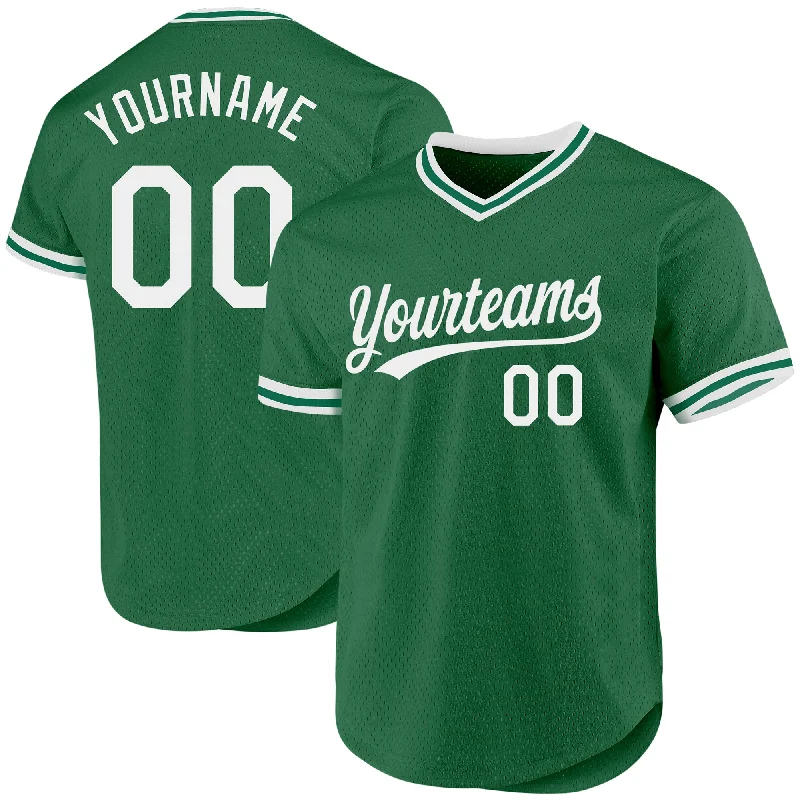 Baseball Jersey for Fast-Drying Fabric-Custom Kelly Green White Authentic Throwback Baseball Jersey