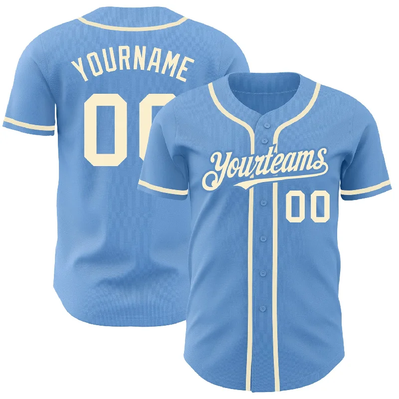 Baseball Jersey for Maximum Fit and Flexibility-Custom Light Blue Cream Authentic Baseball Jersey