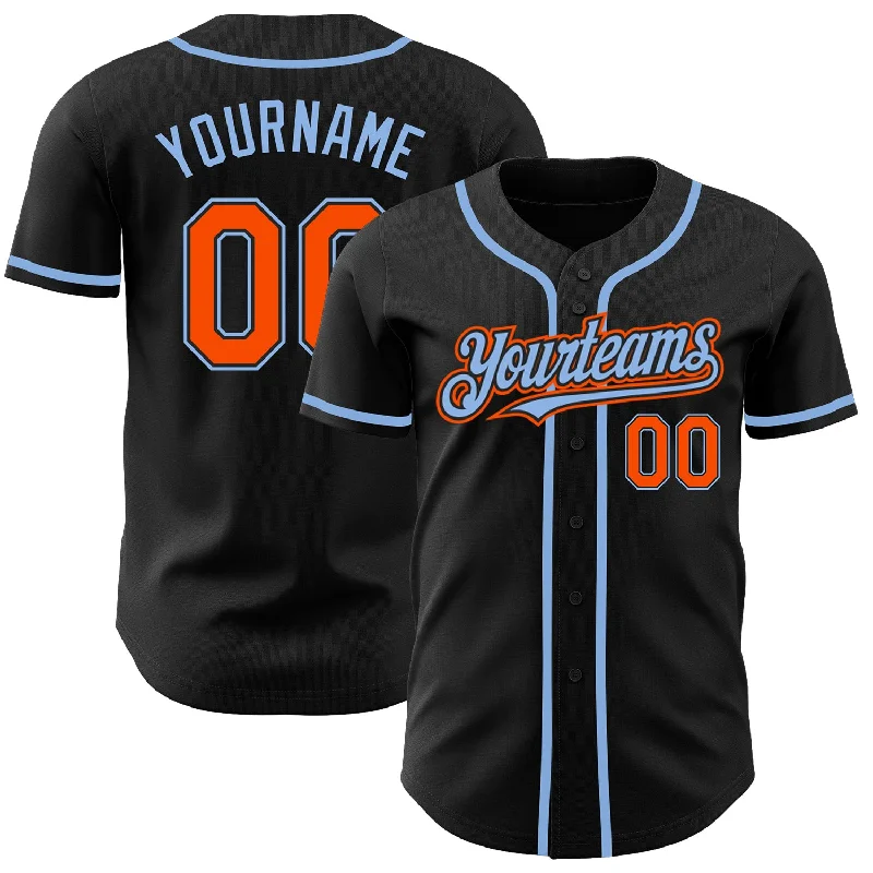 Baseball Jersey with Soft Fabric for Optimal Comfort-Custom Black Orange-Light Blue Authentic Baseball Jersey