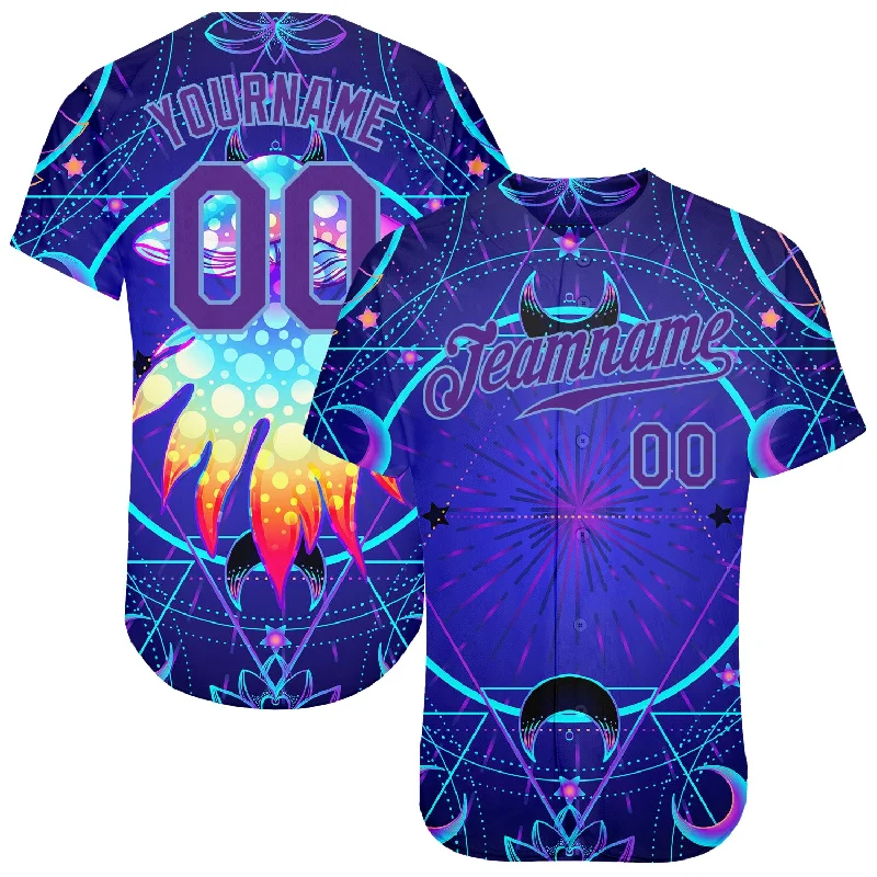 High-Quality Baseball Jersey for Performance-Custom 3D Pattern Design Magic Mushrooms Over Sacred Geometry Psychedelic Hallucination Authentic Baseball Jersey