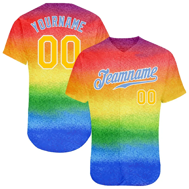 Baseball Jersey for Youth Players-Custom Rainbow For Pride Month Love Is Love LGBT Authentic Baseball Jersey