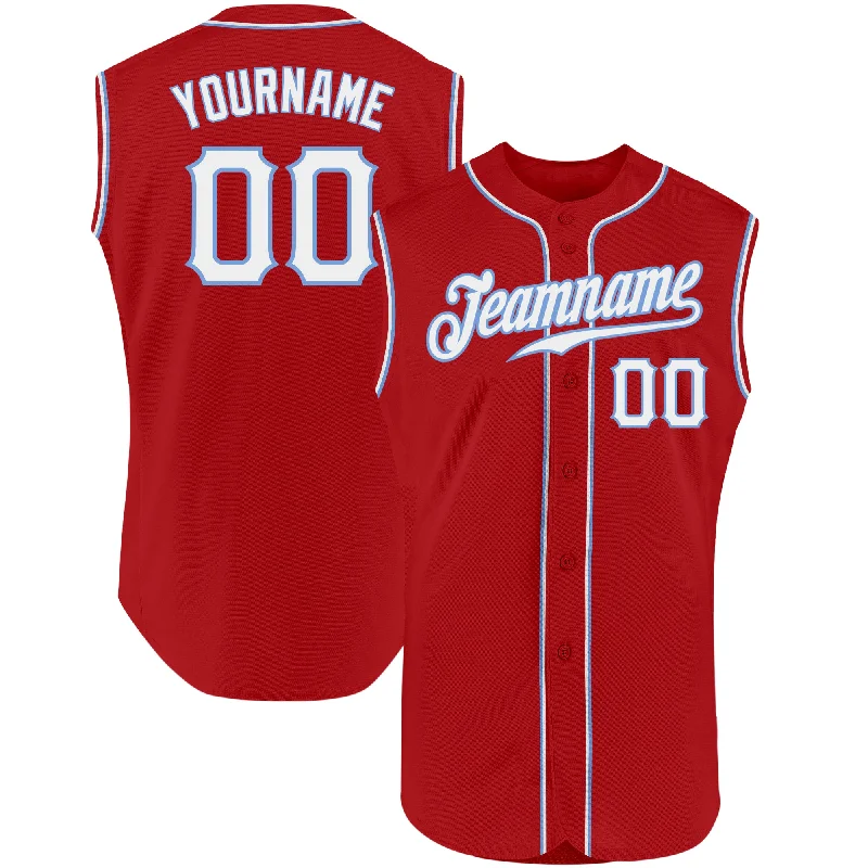 Baseball Jersey for Superior Comfort and Performance-Custom Red White-Light Blue Authentic Sleeveless Baseball Jersey