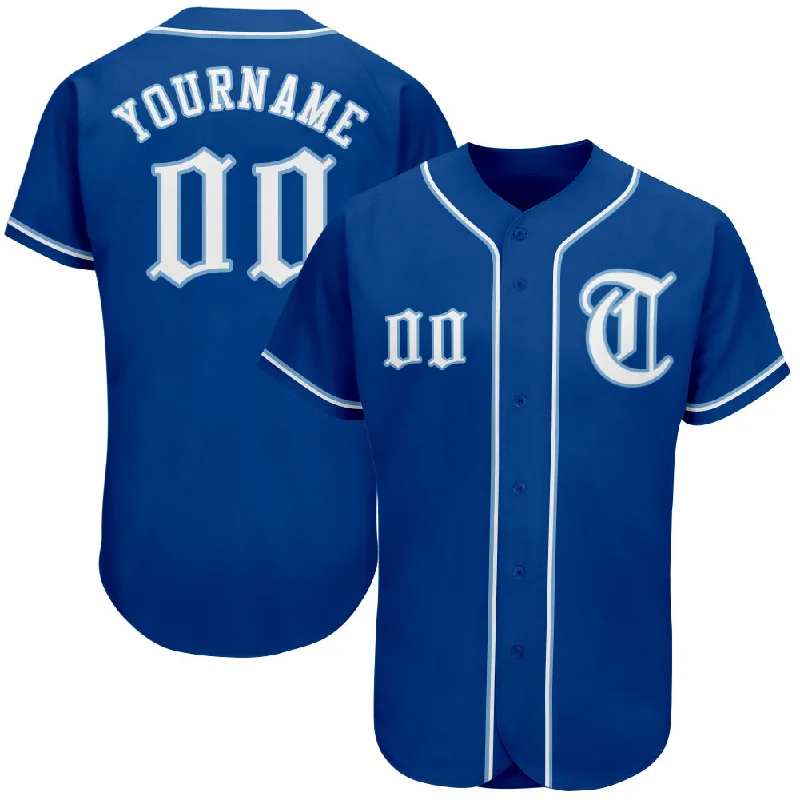 Baseball Jersey for Maximum Comfort During Long Games-Custom Royal White-Light Blue Authentic Baseball Jersey