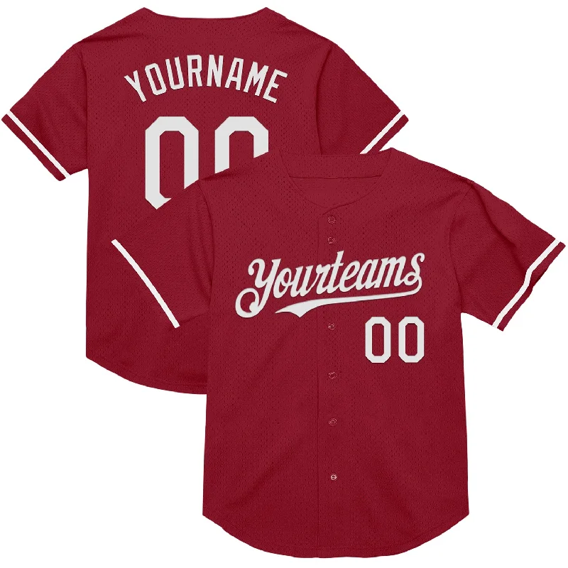 Baseball Jersey for Maximum Performance and Breathability-Custom Maroon White Mesh Authentic Throwback Baseball Jersey