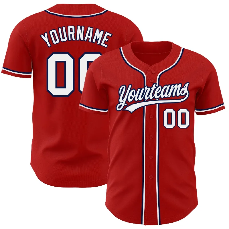 Baseball Jersey for Ultimate Performance in Any Game-Custom Red White-Navy Authentic Baseball Jersey