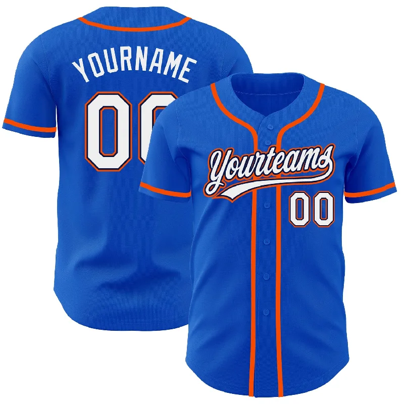 Baseball Jersey with Ultra-Light Design-Custom Thunder Blue White Navy-Orange Authentic Baseball Jersey