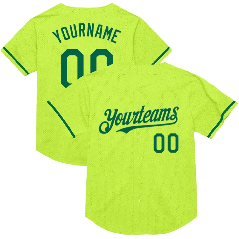 Baseball Jersey with Adjustable Fit and Breathability-Custom Neon Green Kelly Green Mesh Authentic Throwback Baseball Jersey