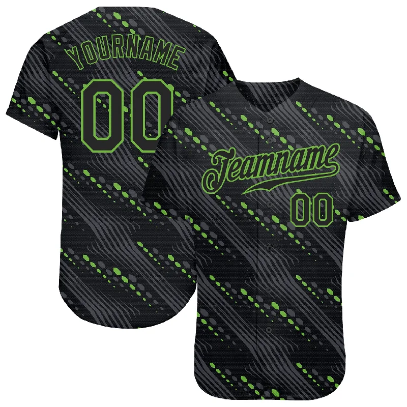 Baseball Jersey for All-Weather Game-Day Comfort-Custom Black Black-Neon Green 3D Pattern Design Authentic Baseball Jersey