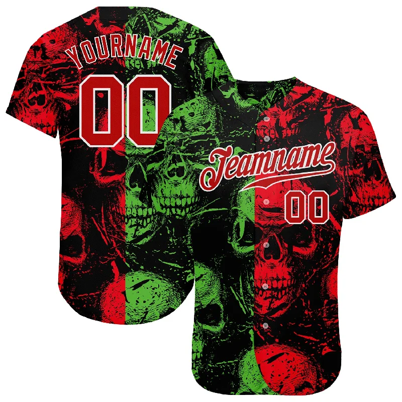 Baseball Jersey for Easy Fit and Quick Movement-Custom 3D Pattern Halloween Skulls Authentic Baseball Jersey