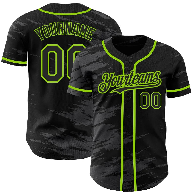 Baseball Jersey for Pro-Level Performance-Custom Black Steel Gray Splash Ink Neon Green Authentic Baseball Jersey