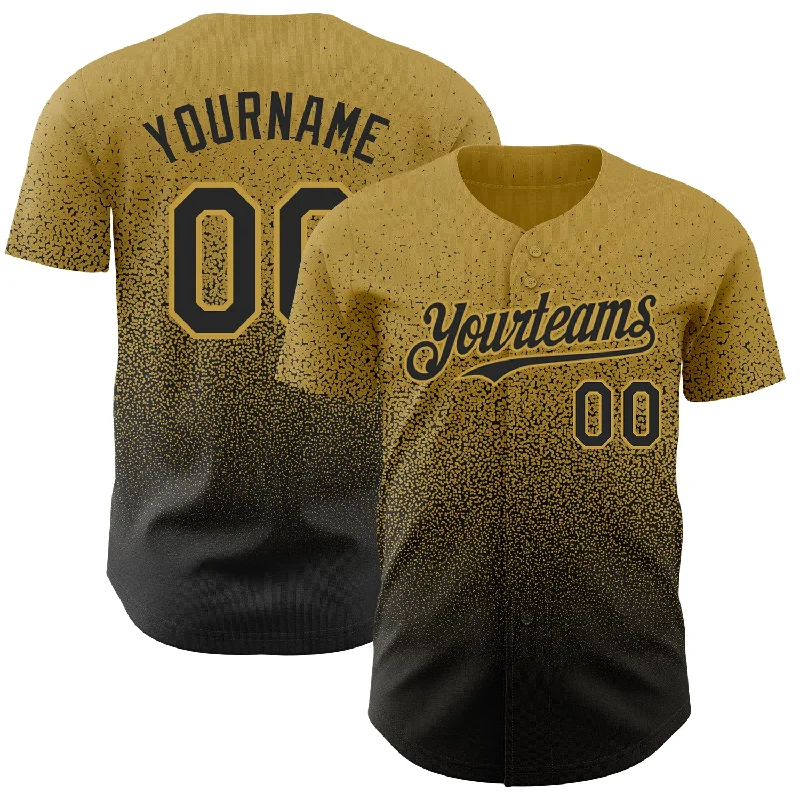 Baseball Jersey with Anti-Wrinkle Fabric for Easy Care-Custom Old Gold Black Authentic Fade Fashion Baseball Jersey