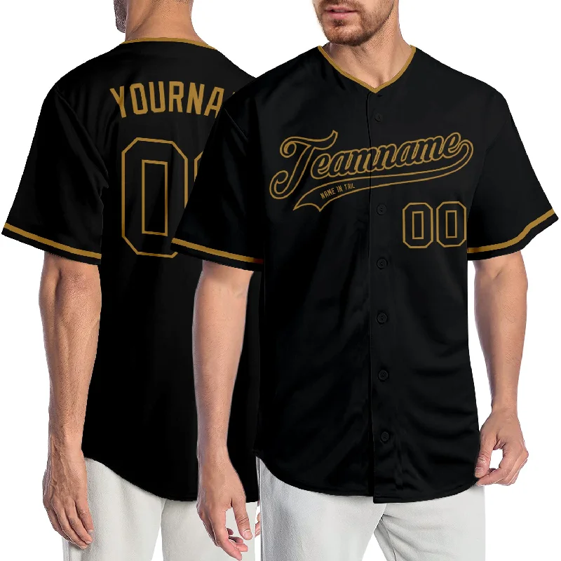 Baseball Jersey with Ultra-Light Design-Custom Black Black-Old Gold Authentic Baseball Jersey