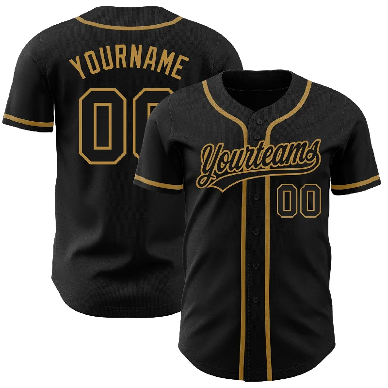 Baseball Jersey for Team Performance and Style-Custom Black Black-Old Gold Authentic Baseball Jersey