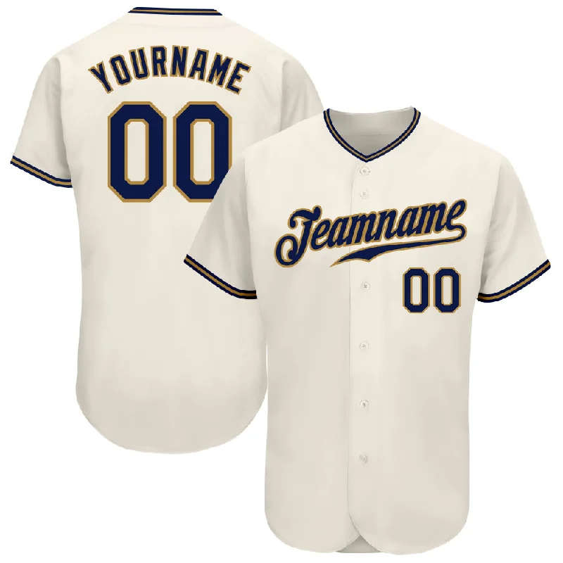 Baseball Jersey for Maximum Performance and Breathability-Custom Cream Navy-Old Gold Authentic Baseball Jersey