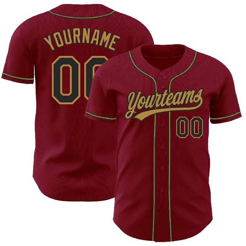 Baseball Jersey for Better Fit and Freedom of Movement-Custom Crimson Black-Old Gold Authentic Baseball Jersey