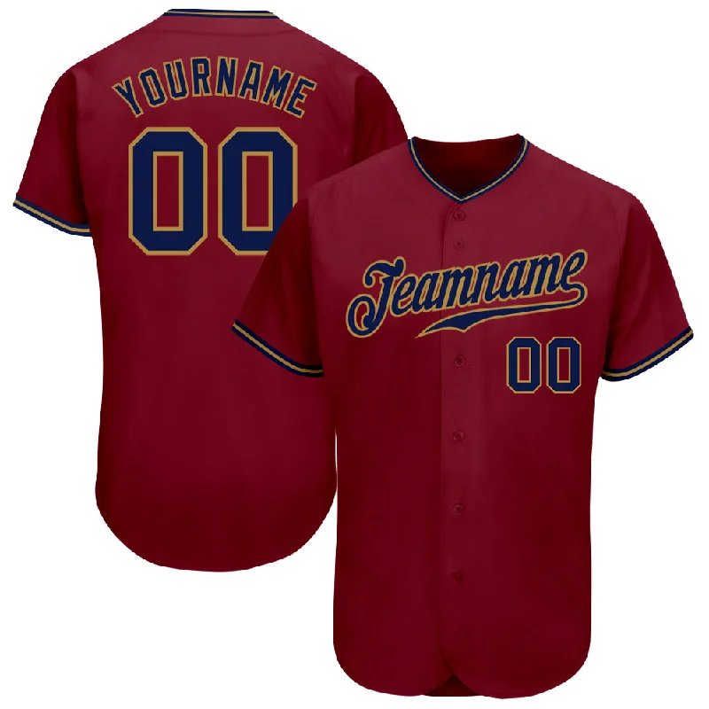 Baseball Jersey for Maximum Comfort in All Games-Custom Crimson Navy-Old Gold Authentic Baseball Jersey