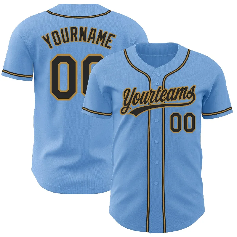 Baseball Jersey for Ultimate Performance in Any Game-Custom Light Blue Black-Old Gold Authentic Baseball Jersey